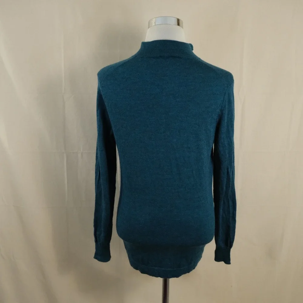 Jos. A. Bank Medium Traveler Quarter Zip Sweater Blue Green Merino Wool Mens